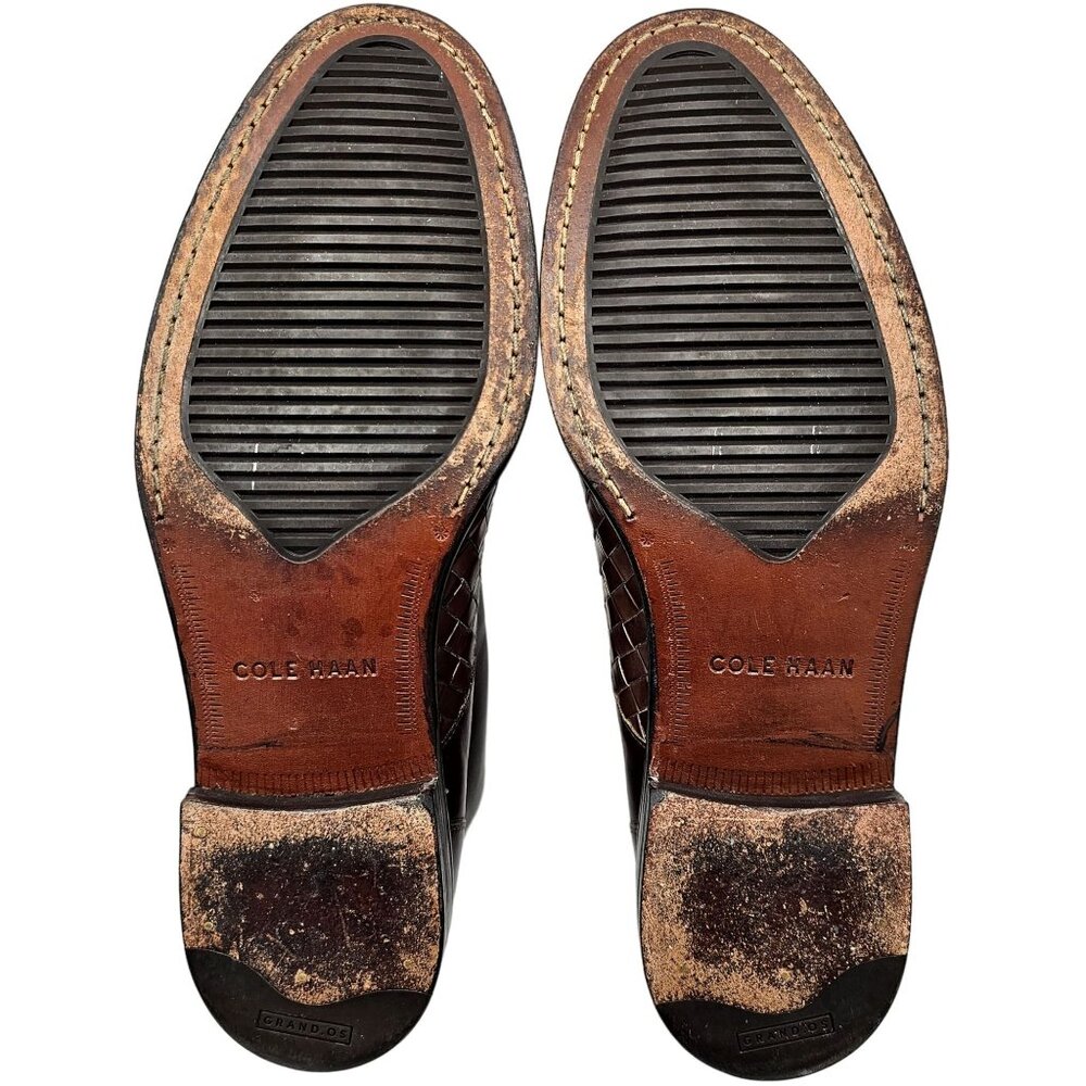 Cole Haan Cambridge Brown Woven Leather Chukka Boots Mens 8.5M Dress Shoes Ankle - Picture 3 of 16